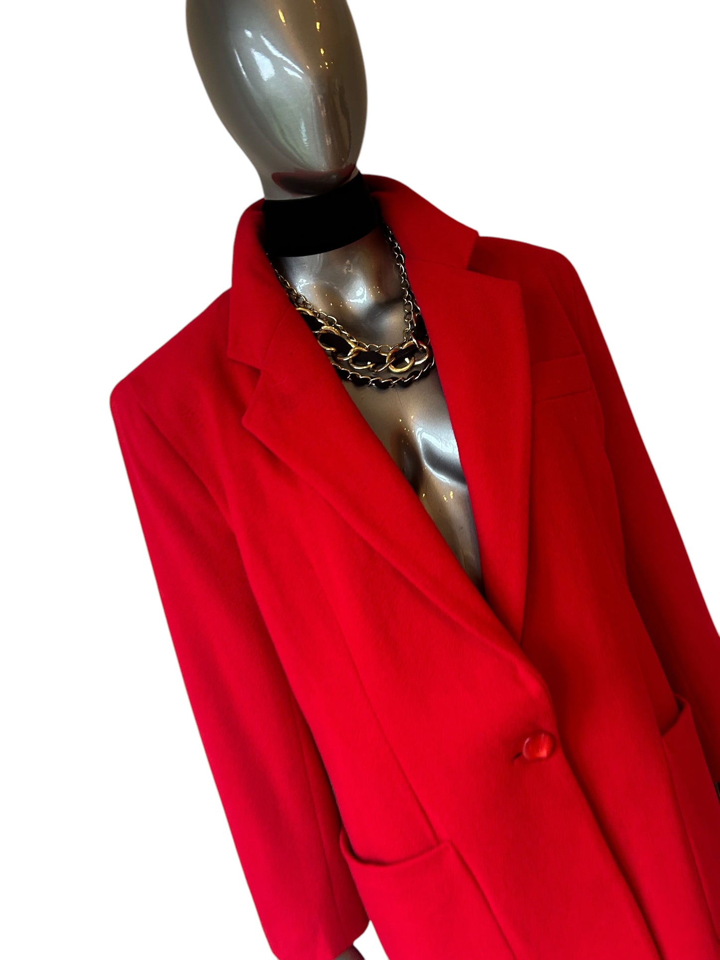 Vintage 1980s Dramatic Red Oversized Cashmere blend Blazer jacket