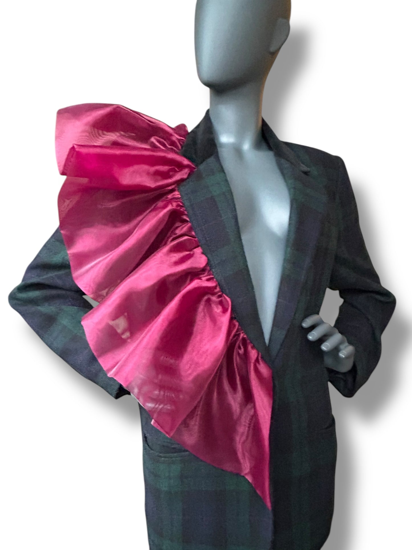 Overdress N Redefined Vintage 80s Plaid Blazer and Couture Statement Frill