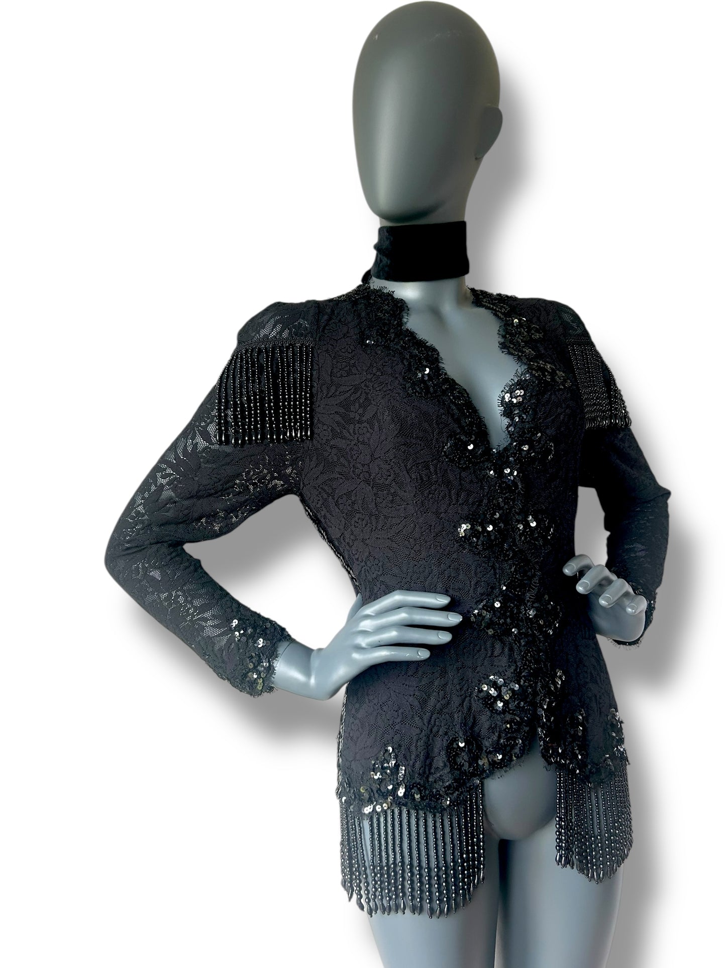 Vintage 80s Lace Beaded Cocktail Bodice