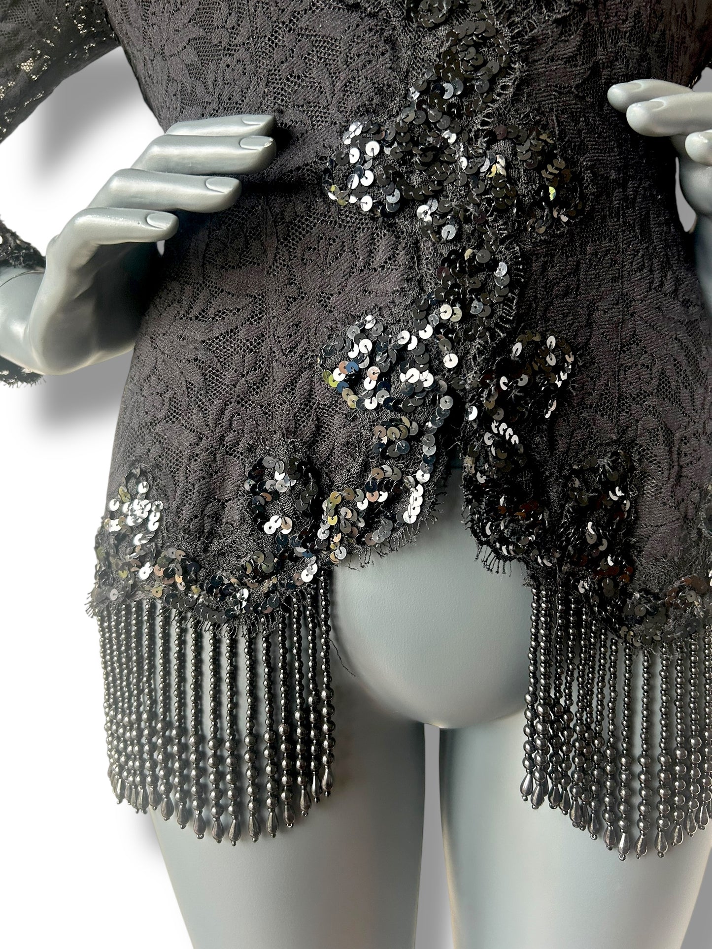 Vintage 80s Lace Beaded Cocktail Bodice