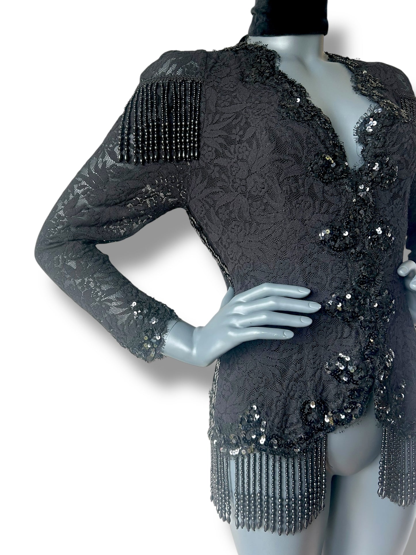 Vintage 80s Lace Beaded Cocktail Bodice