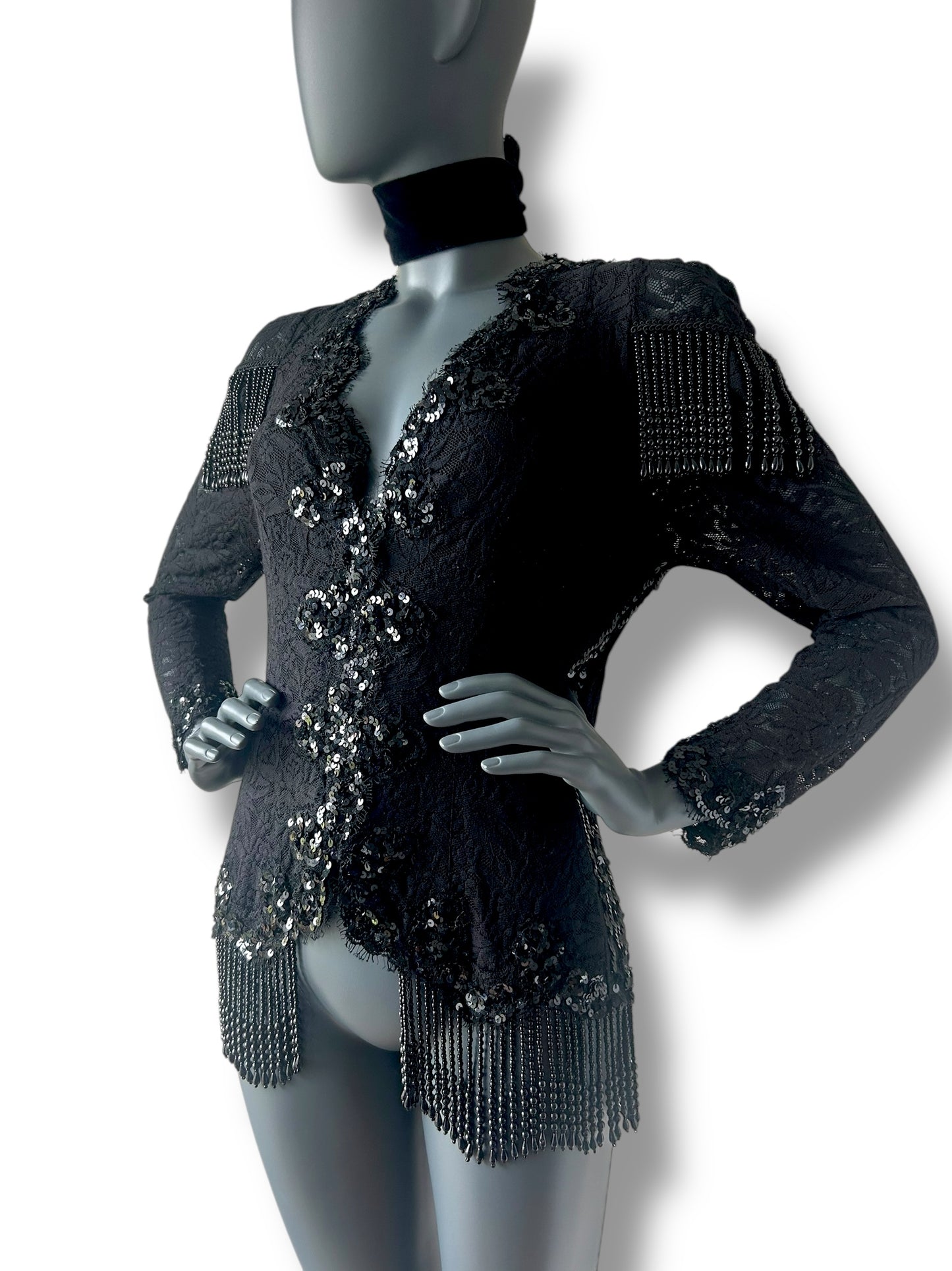 Vintage 80s Lace Beaded Cocktail Bodice