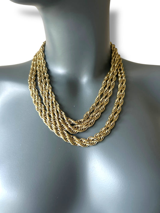 Vintage 80s Multi Rope Chain Necklace