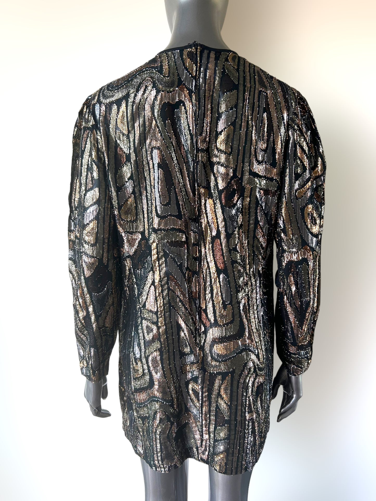Vintage 1980s French Lame Metallic Tunic in hues of Gold, Silver and Bronze