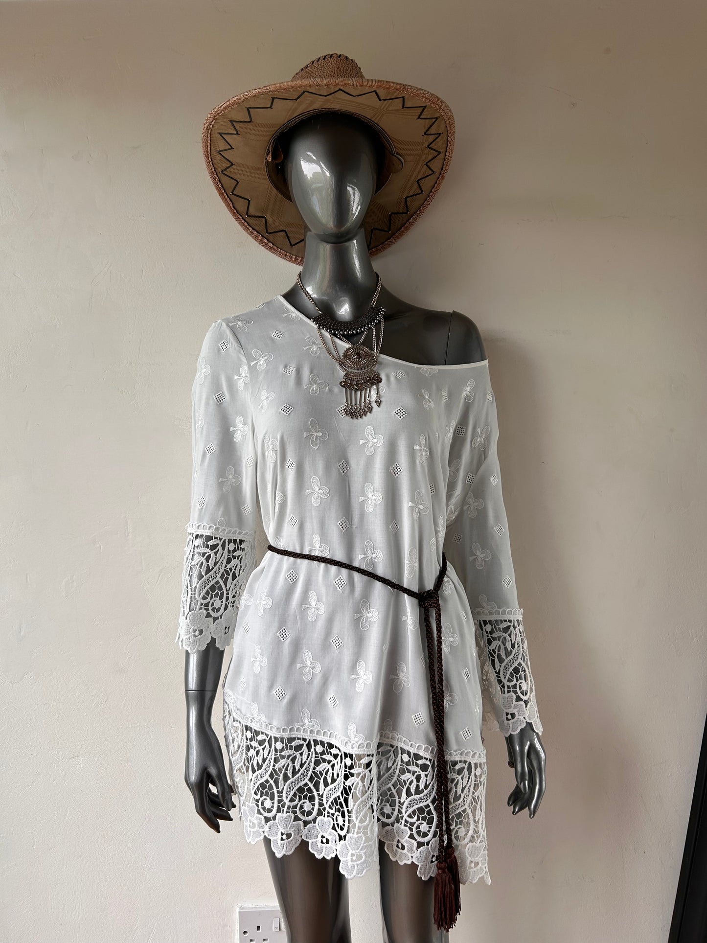 Vintage 1980s White Cotton Lace Tunic Sale