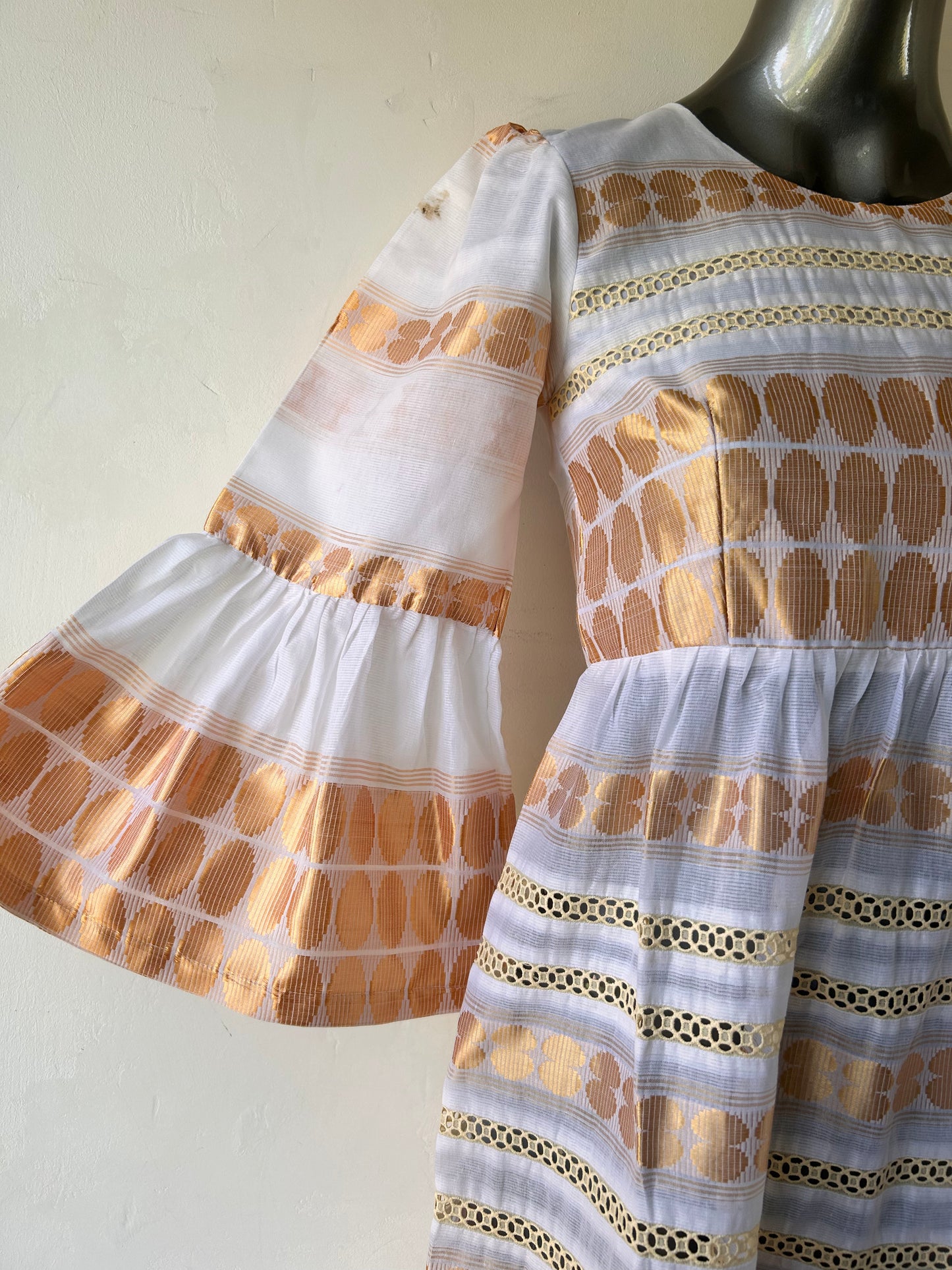 Vintage 1970s Bell Sleeve Regency Summer Dress