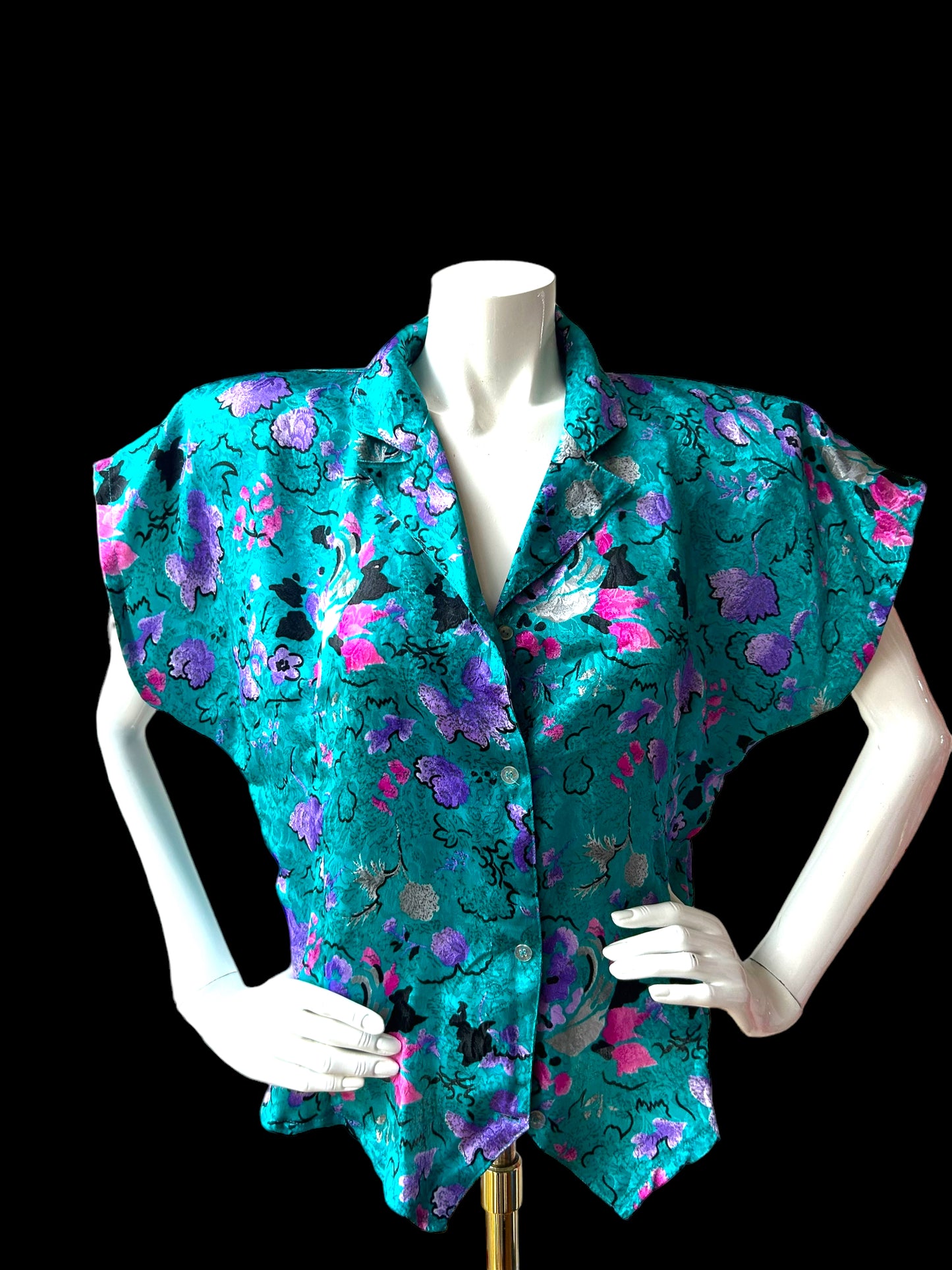 Vintage 1980s Turquoise blouse  SALE
