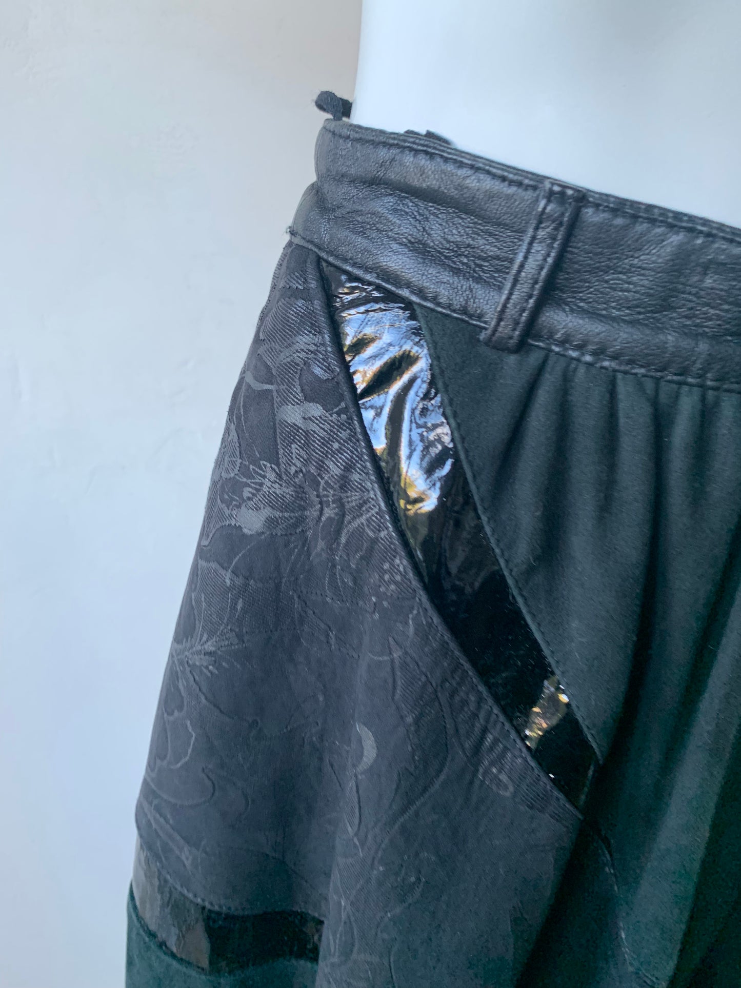 Black Leather & Suede Skirt Sale