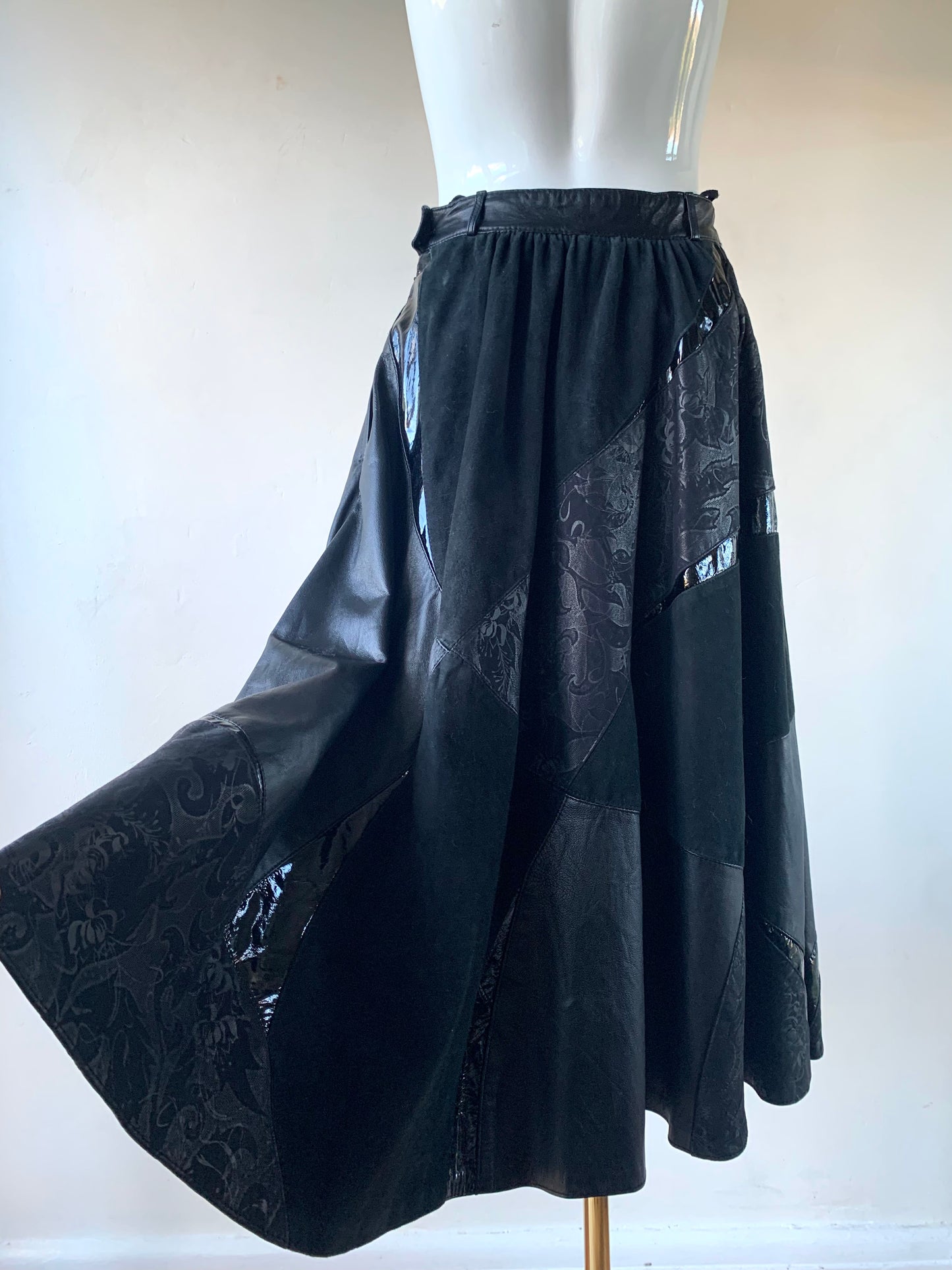 Black Leather & Suede Skirt Sale