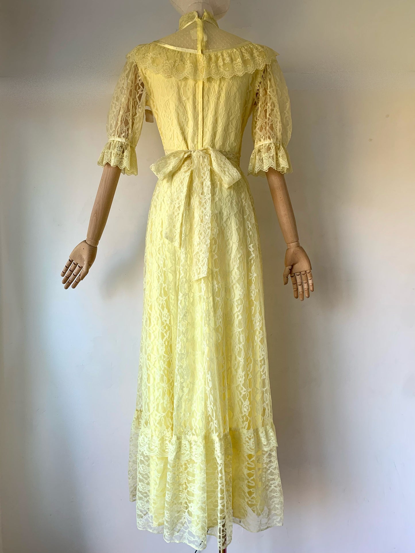 Vintage 1970's Maxi Victoriana Dress Cottagecore Cottage Core Regency 70s Lace Prairie